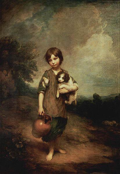 Thomas Gainsborough Dorfmadchen mit Hund und Henkelkrug oil painting image
